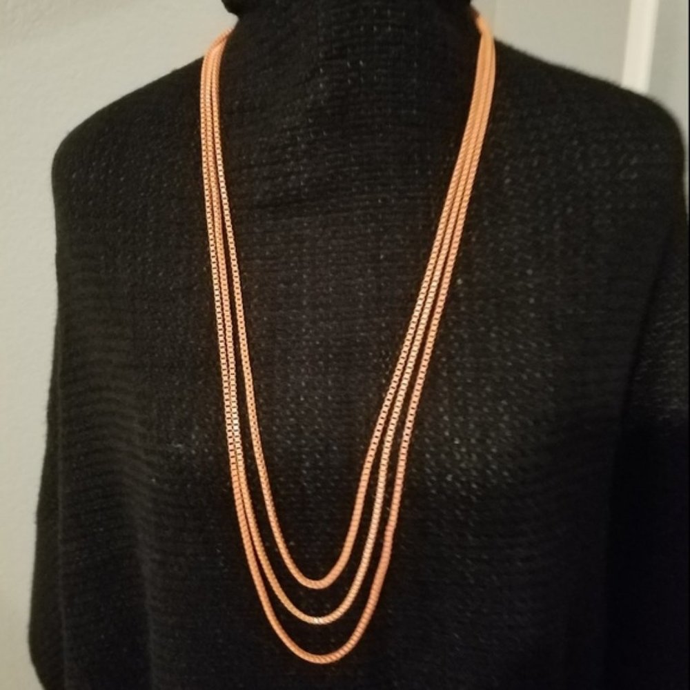 Orange 3 strand box chain necklace